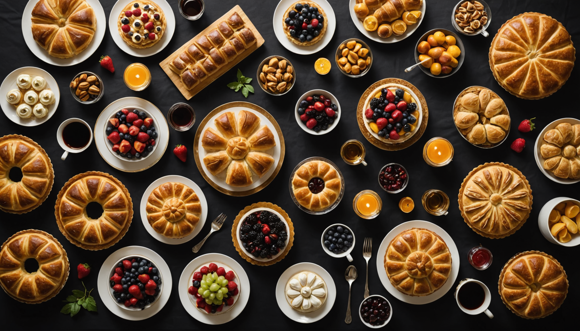Elegant catering spread of baked goods and desserts for events