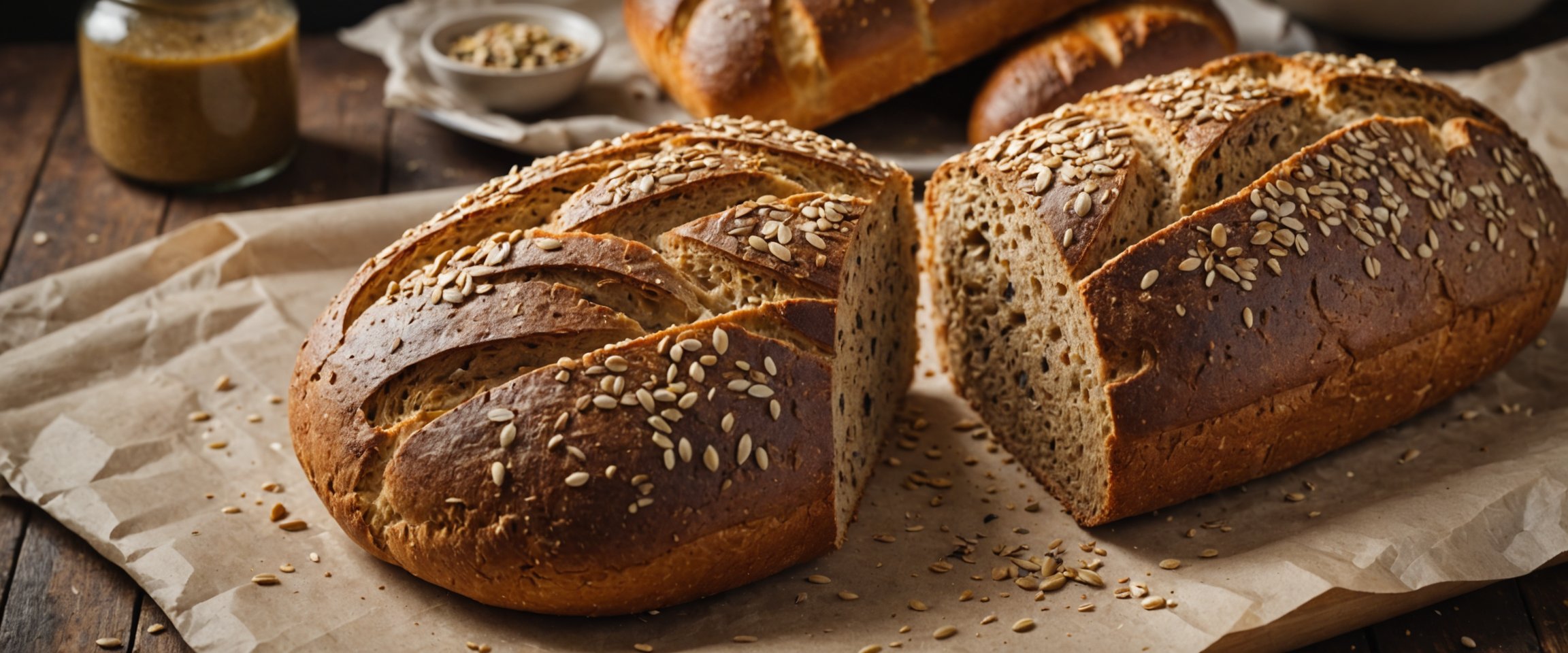 Whole wheat sourdough bread loaf