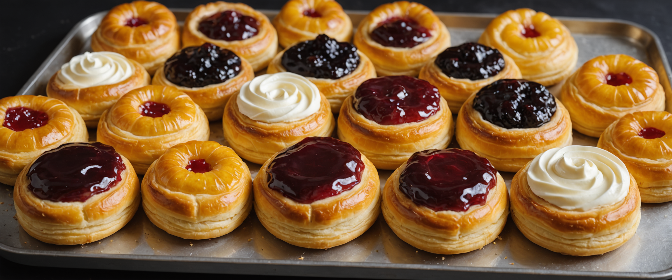 Danish pastries with fruit and cream cheese filling