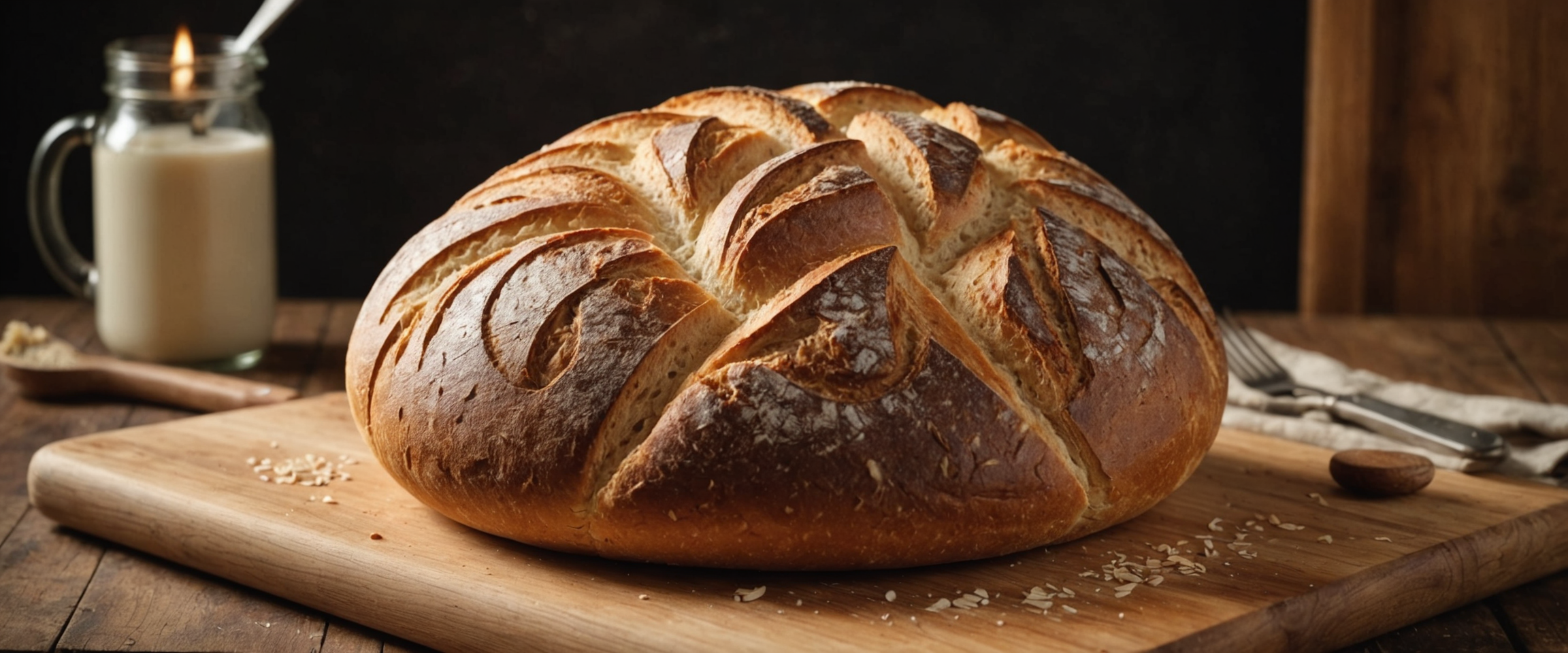 Classic sourdough loaf with scored crust