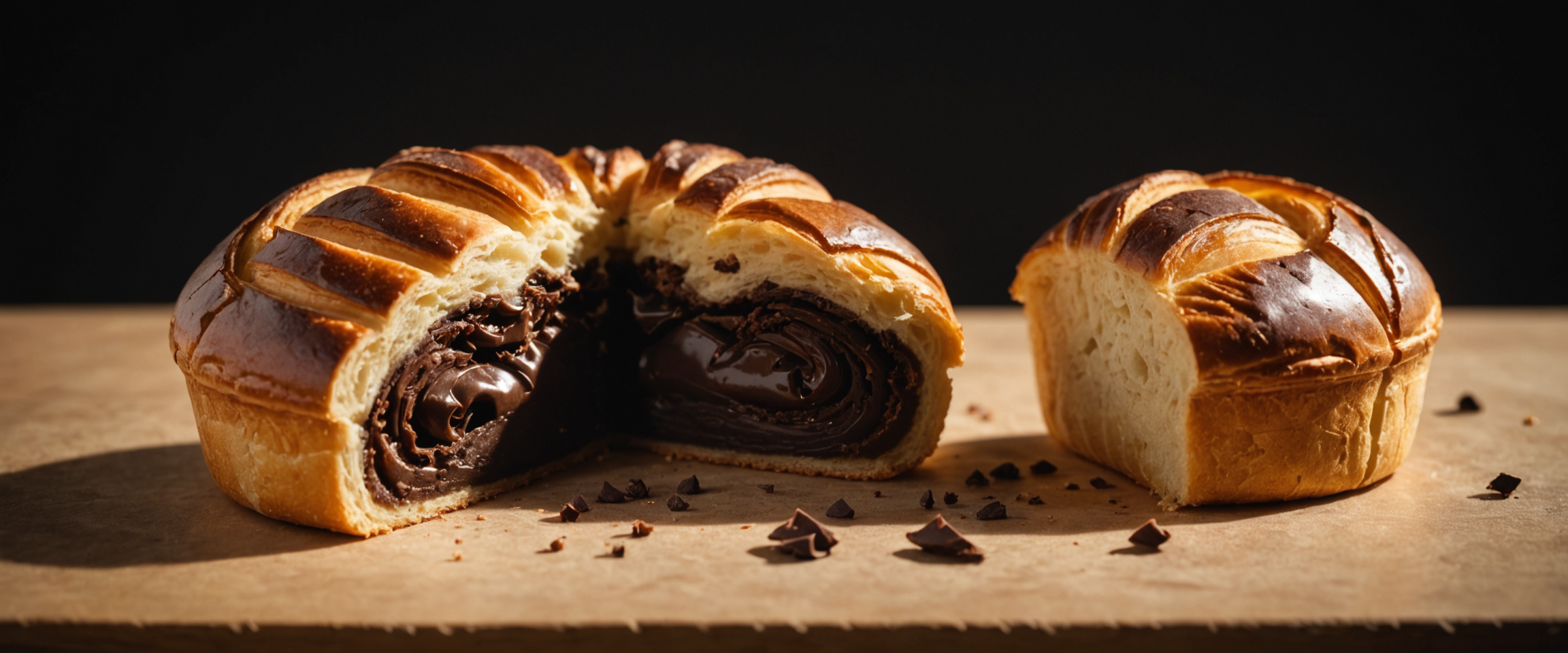 Pain au chocolat pastry with dark chocolate filling