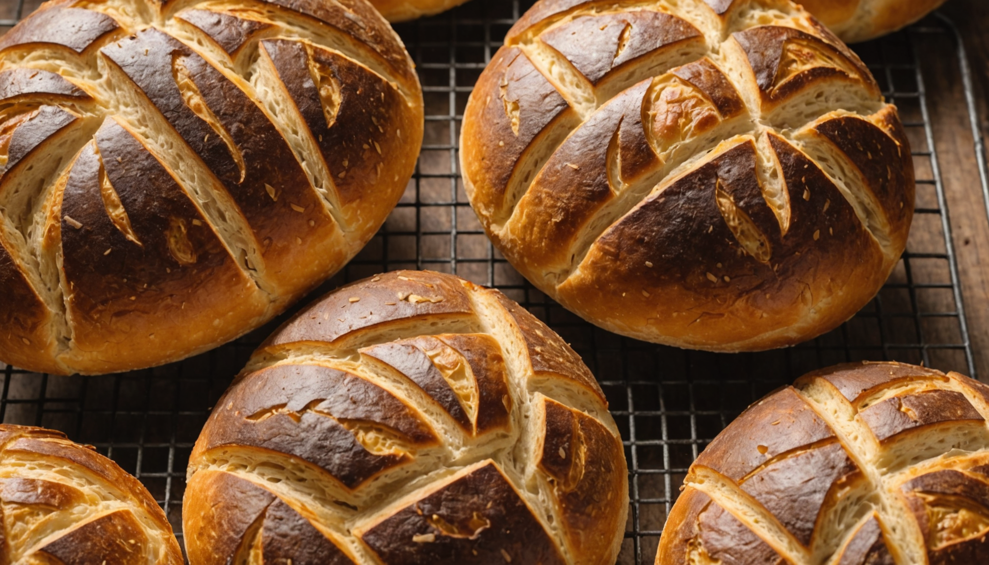 Fresh artisan sourdough breads with crispy crust