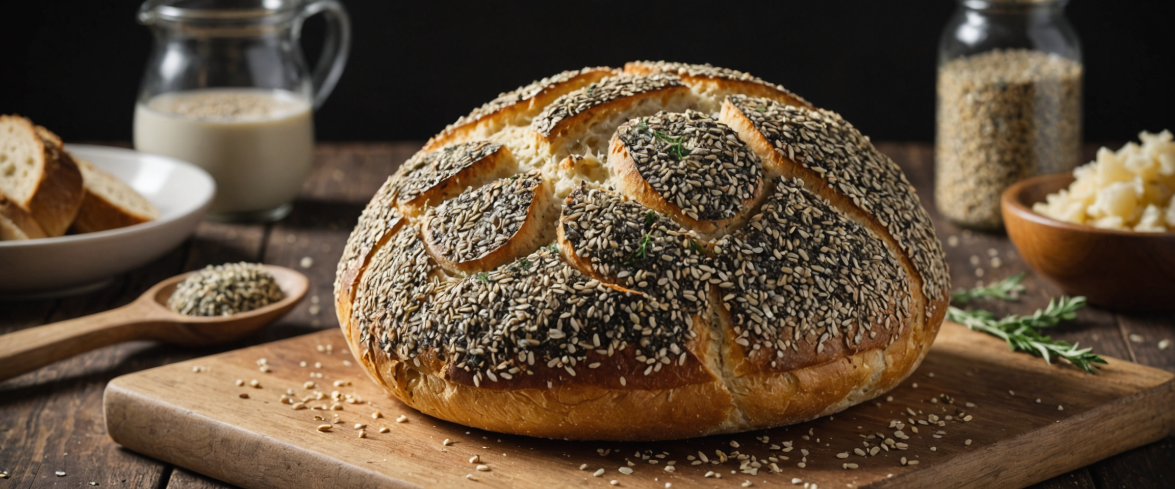 Seeded sourdough bread topped with sesame and poppy seeds